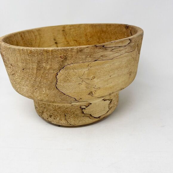 Hand Turned Spalted‎ Wood Bowl Pedestal Driftwood Coastal MCM Beach Primitive - Picture 4 of 10